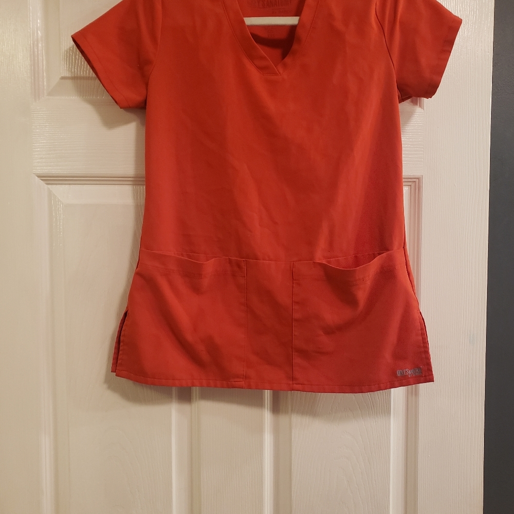 Greys anatomy xs orange scrub top